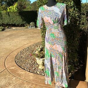 Black Floral Maxi Dress with Slit size 2